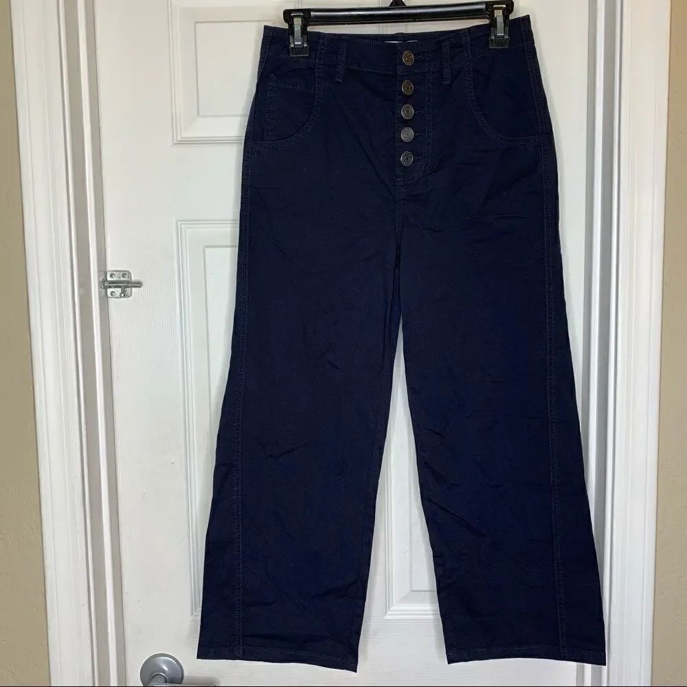 Joie Cassedy cropped cotton-blend twill pants navy